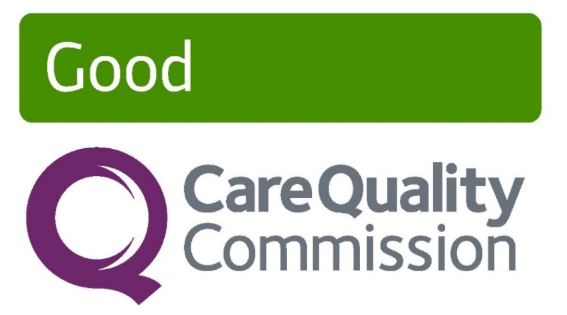 Care Quality Commission rating graphic showing a green box with the word ‘Good,’ above the Care Quality Commission logo featuring a purple ‘Q’ symbol and the organisation’s name