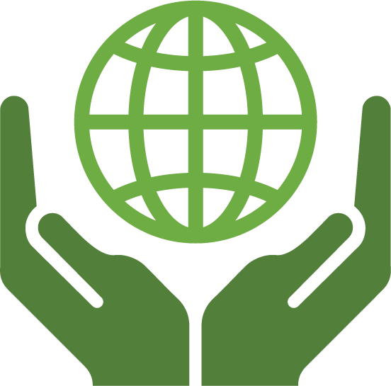 green hands, holding a green world